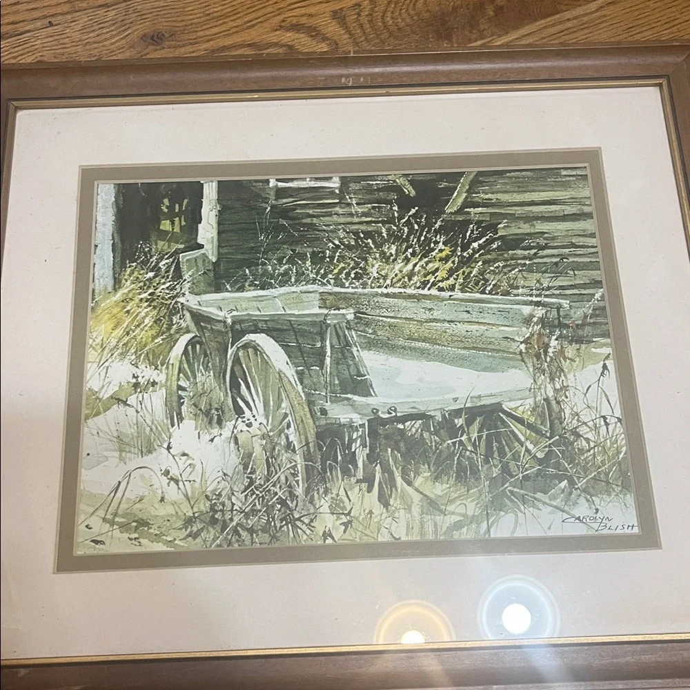 Carolyn Blish Framed Giclee Print “Breger’s Wagon” - Wood Framed Wall Art 13x16